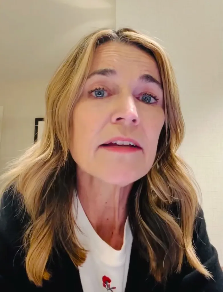 Savannah Guthrie addressing the camera with a somber expression.