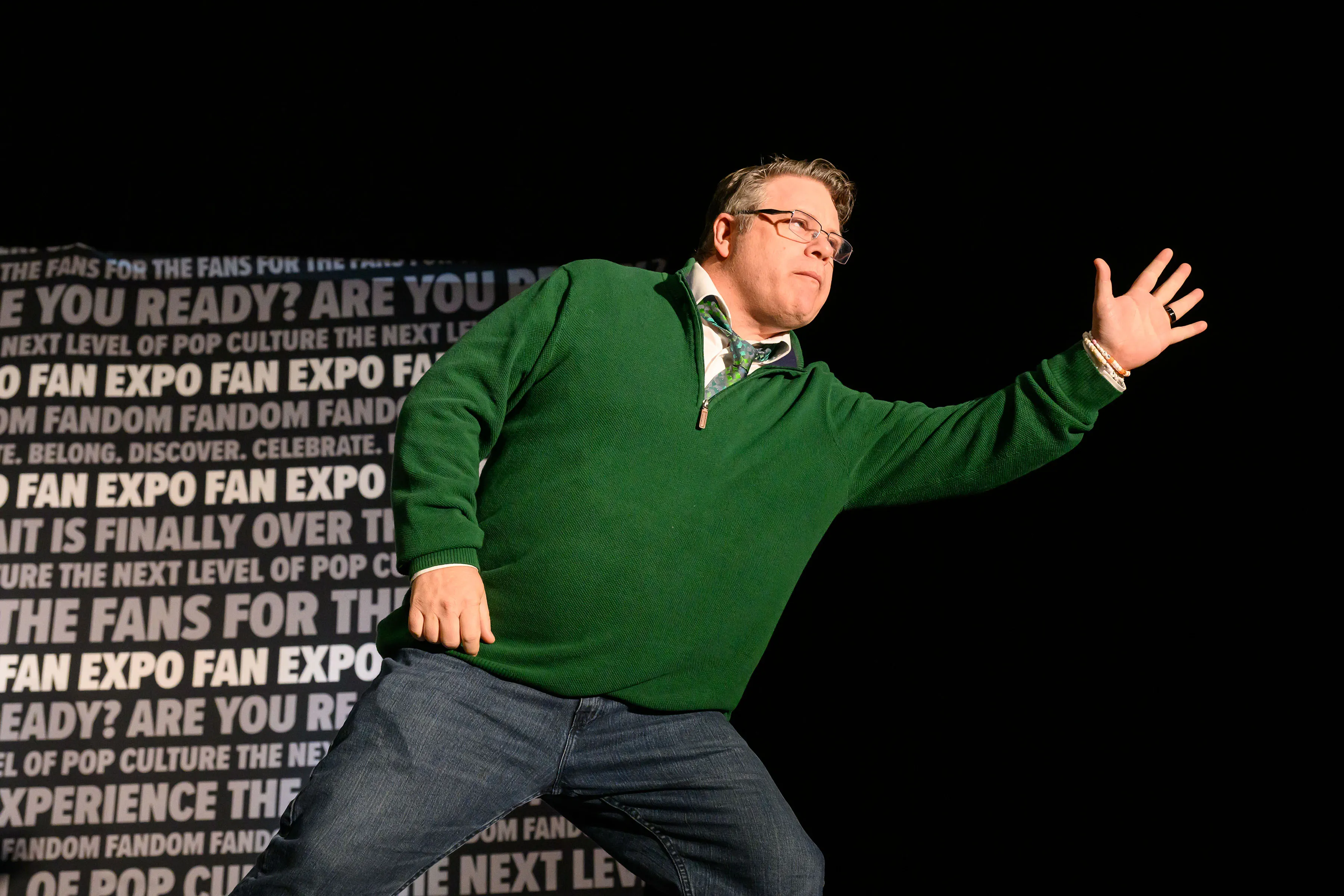 Sean Astin at the "Never Say Die" reunion panel at Fan Expo Denver.
