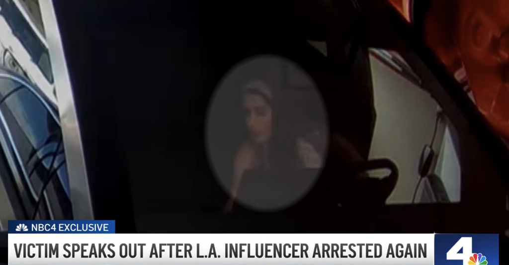 Security camera image of Adva Lavie, also known as Mia Ventura, during an alleged theft from a Tesla.