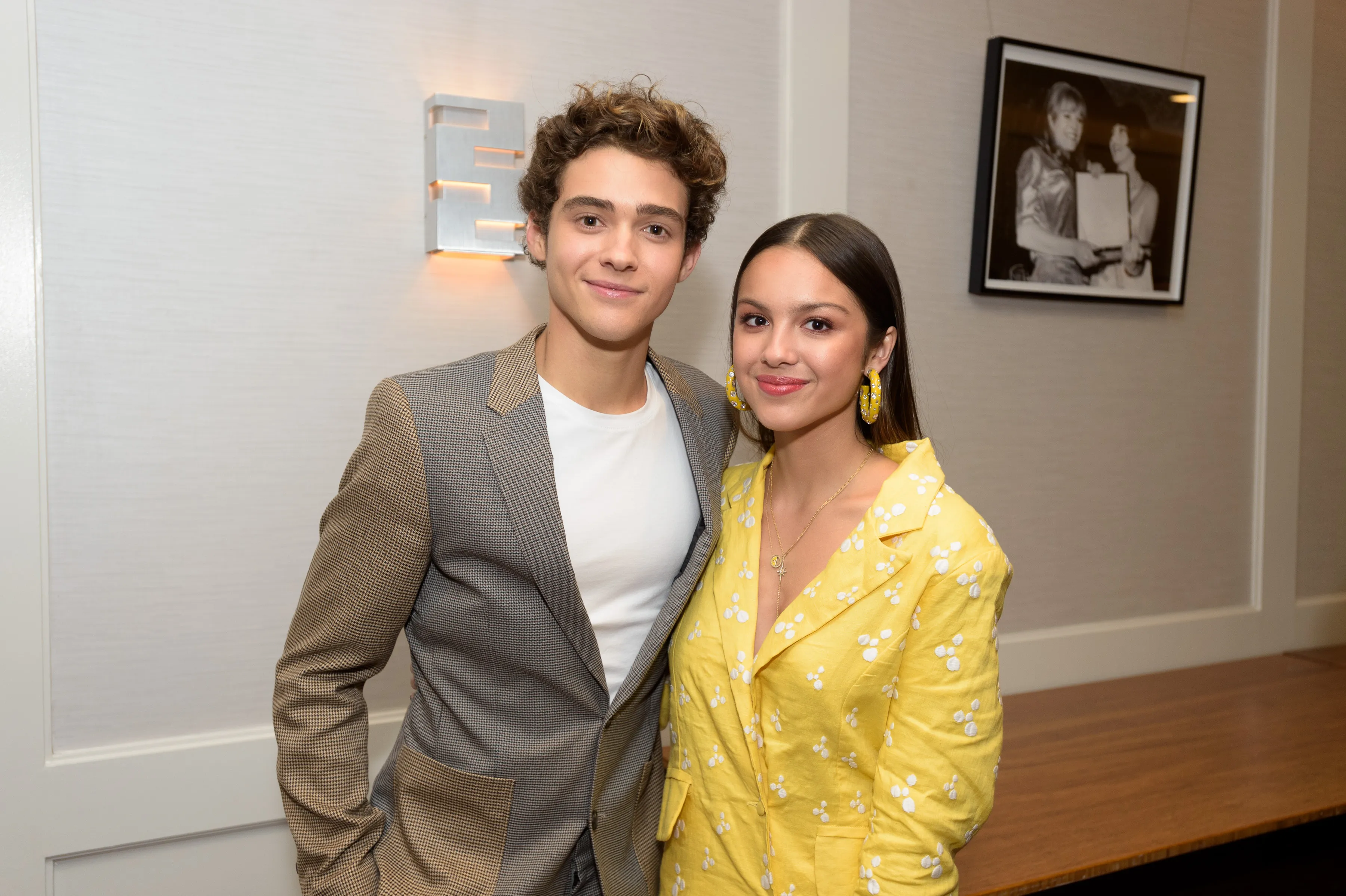 Joshua Bassett and Olivia Rodrigo at a Disney+ press junket.
