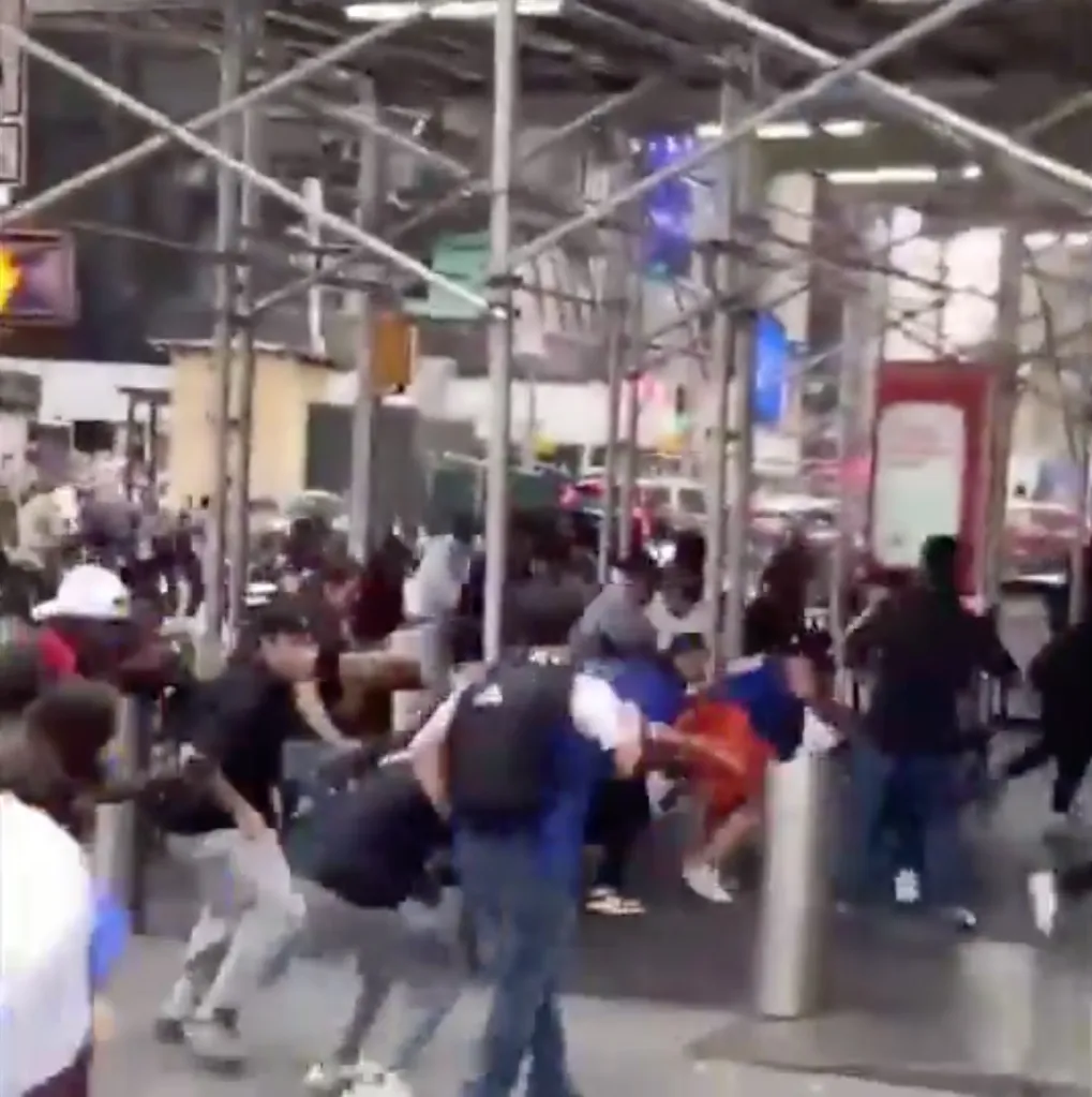 People fleeing Times Square after shots rang out.