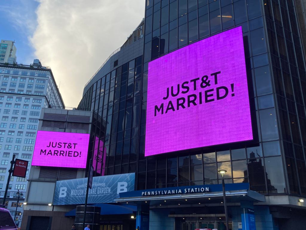 Signs outside Madison Square Garden read 