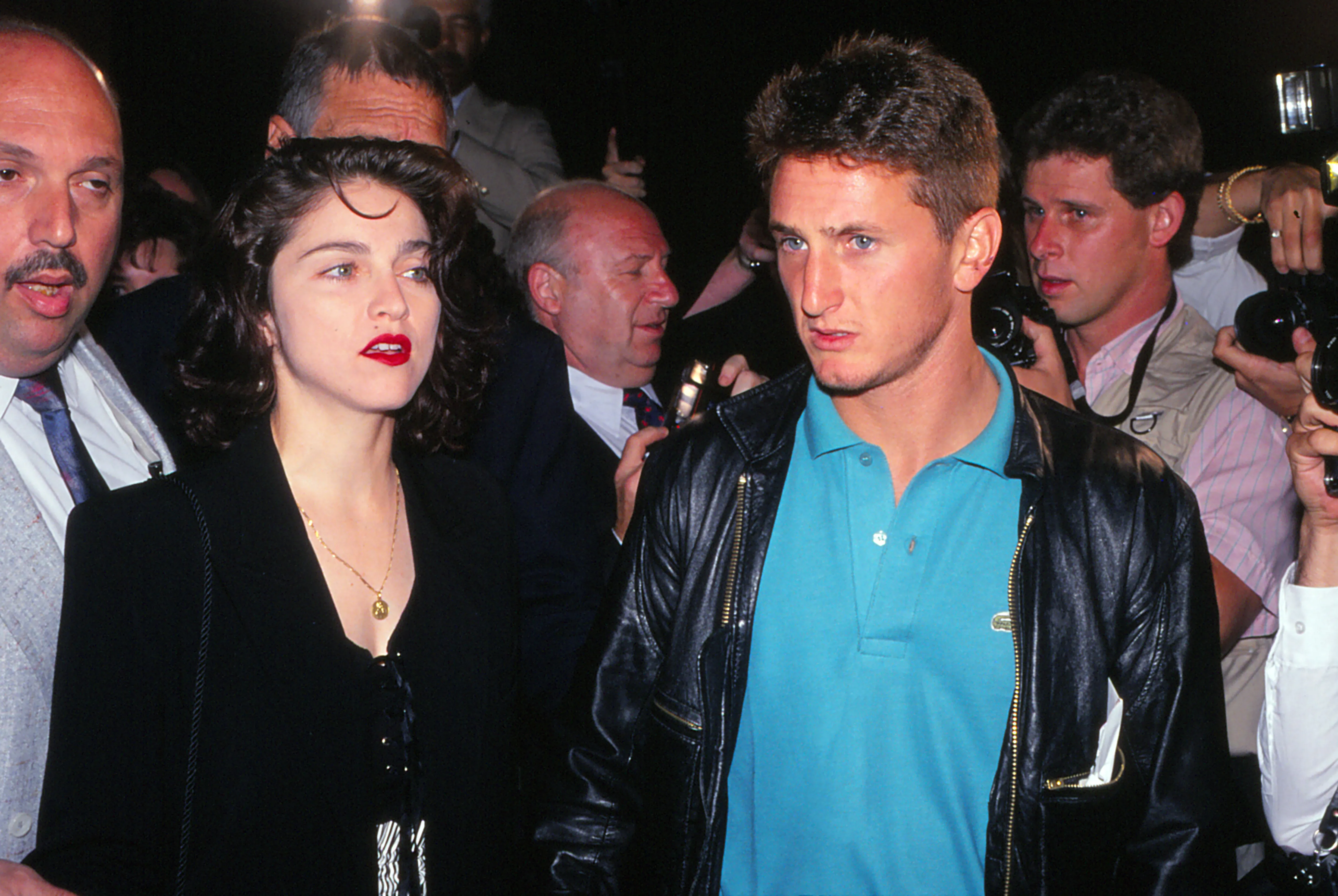 Singer Madonna and Actor Sean Penn ringside at Tyson vs Holmes fight Convention Hall in Atlantic City, New Jersey January 22 1988.