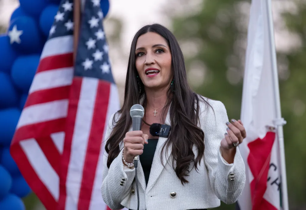 Sonja Shaw speaks at a parental rights rally in Simi Valley, CA.