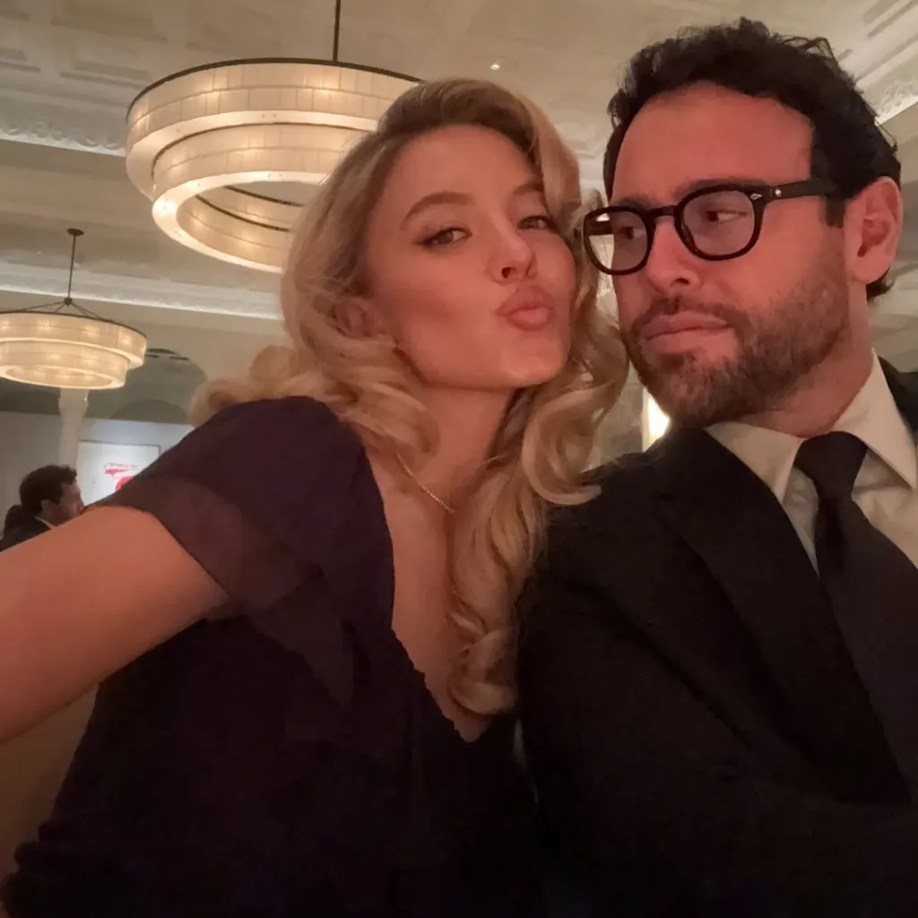 Sydney Sweeney pouting for a selfie with Scooter Braun.