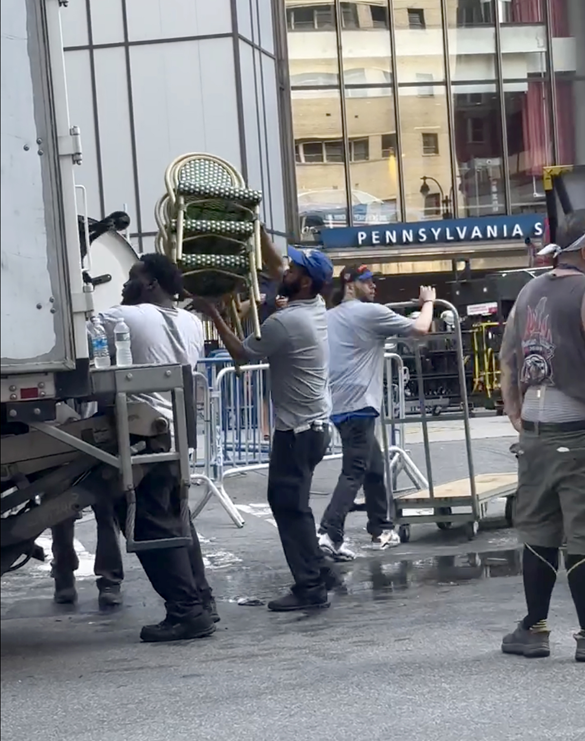 Taylor Swift Travis Kelce wedding decor outside MSG the morning after