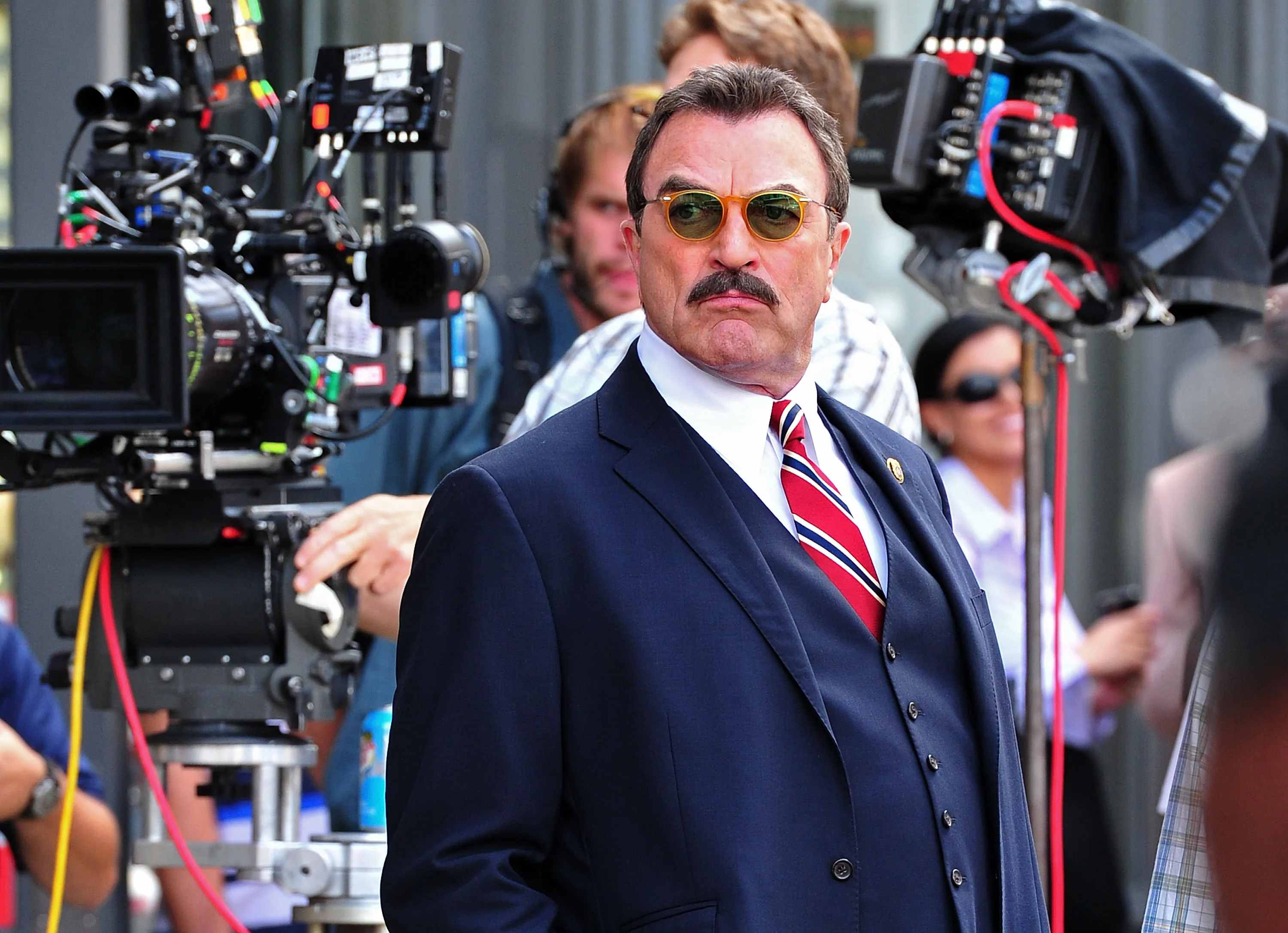 Tom Selleck filming "Blue Bloods" in New York City.