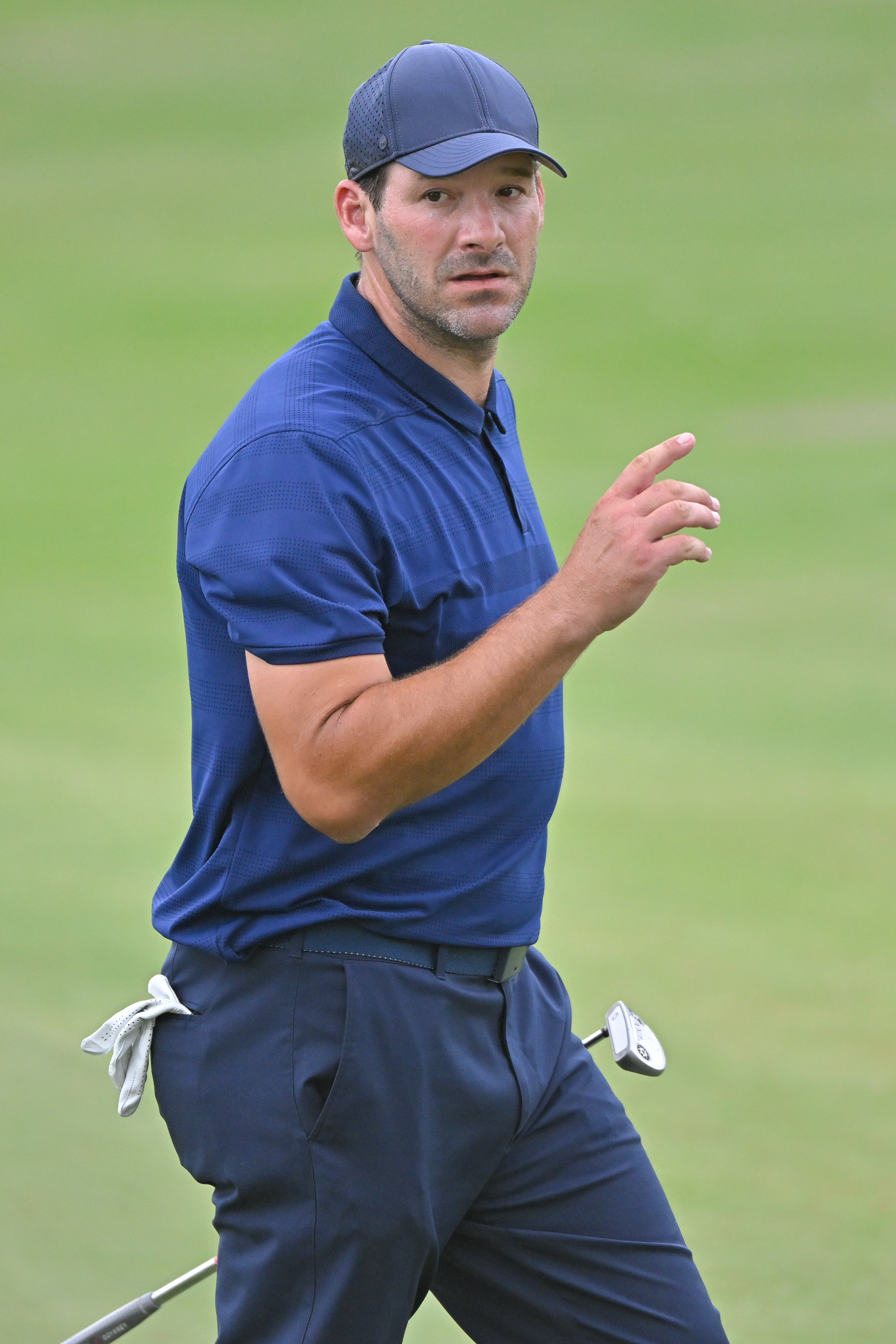 Tony Romo walking on the ninth green during the PGA TOUR Champions ClubCorp Classic.