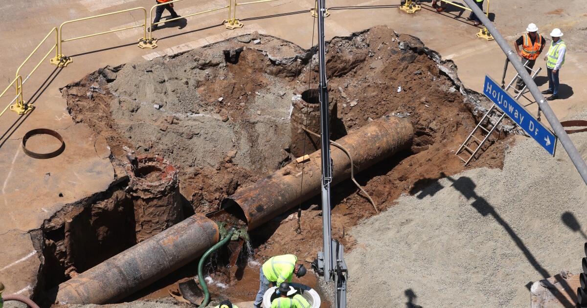 Sunset Boulevard remains closed indefinitely as ruptured trunk line repairs continue ‘into this week’