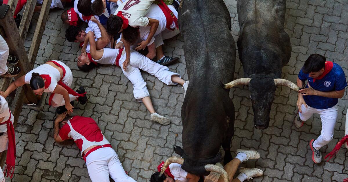 One runner gored in the face at Spain’s San Fermín bull run festival