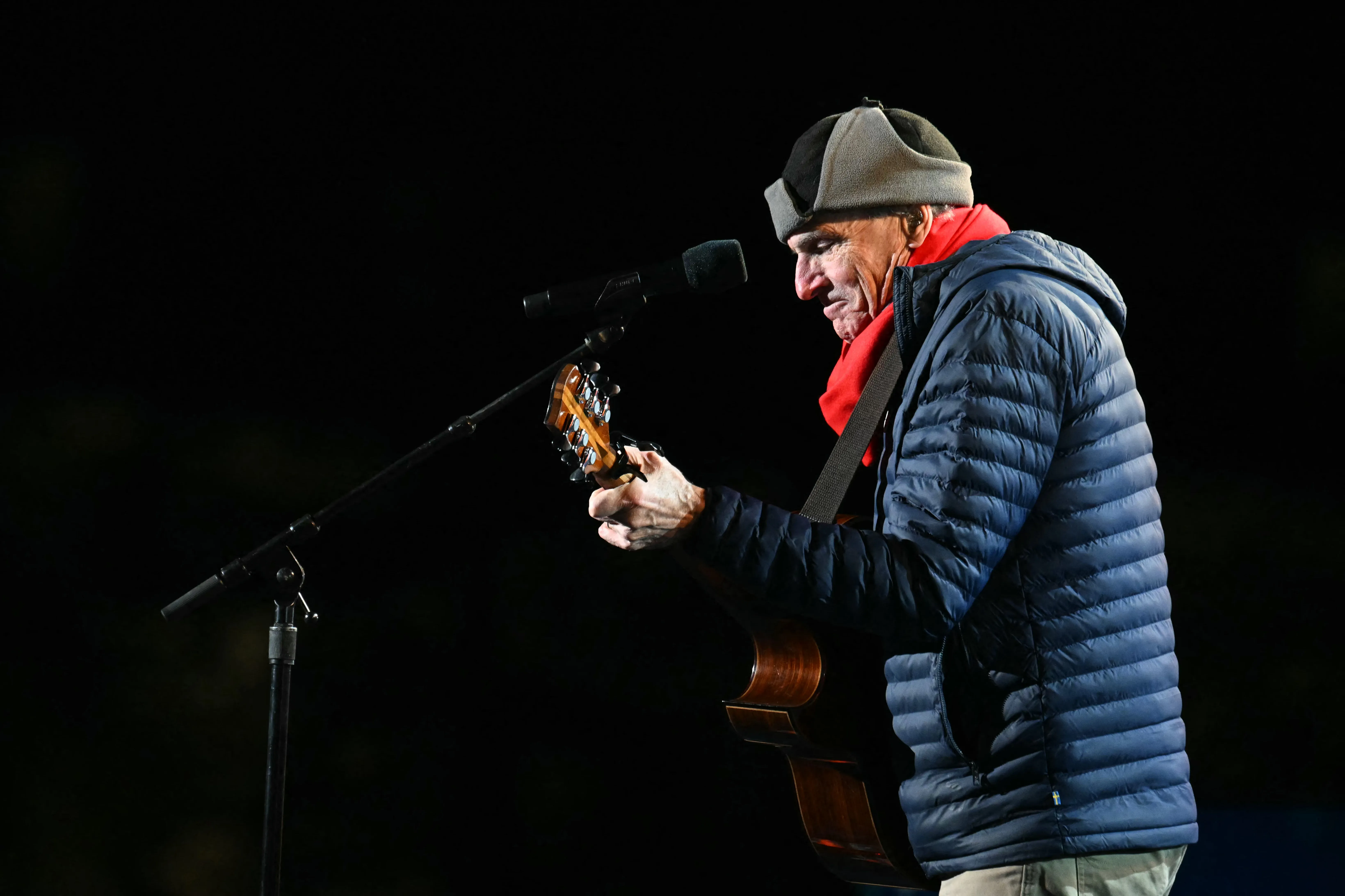 Singer-songwriter James Taylor performing during the National Christmas Tree Lighting.