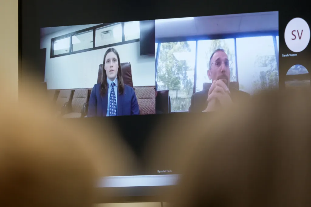 A video interview with Lance Twiggs is shown during a preliminary hearing for Tyler Robinson.