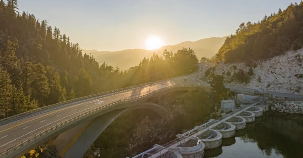 Highway 18 by Bear Valley Dam.