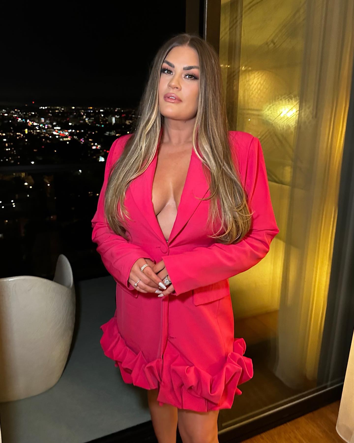 Brittany Cartwright in a pink blazer dress.
