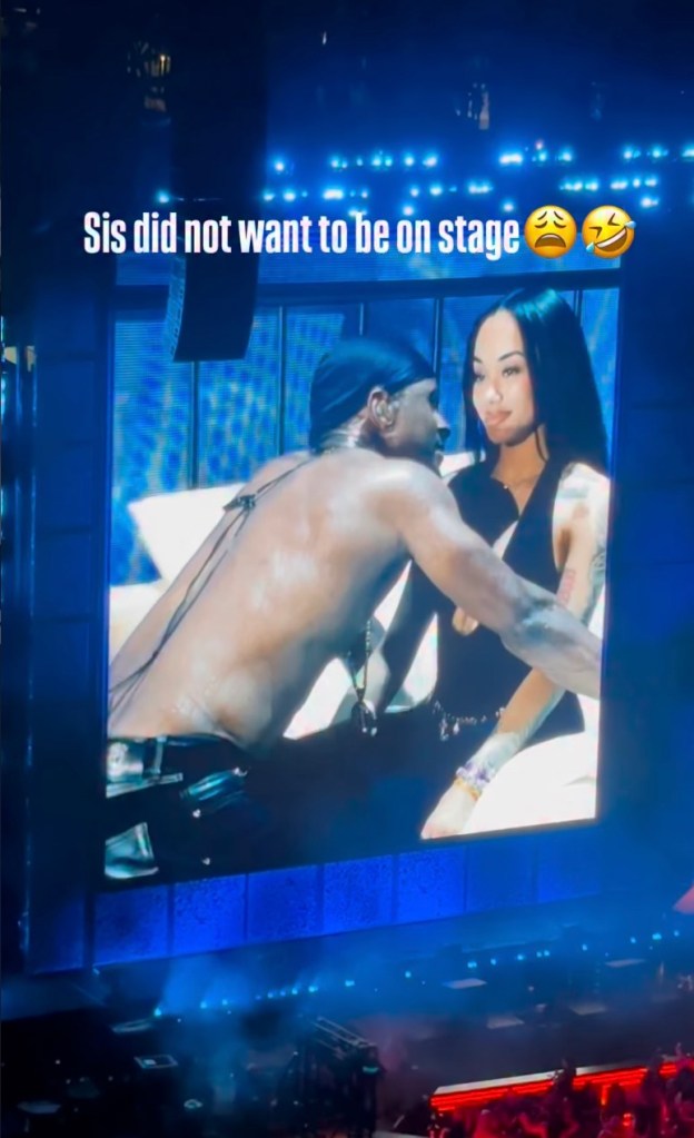 Usher reacts onstage to Gabrielle Cheyenne, who doesn't want to be there.