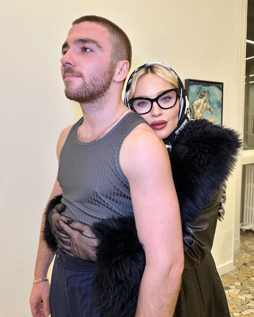 Madonna and Rocco Ritchie embracing.