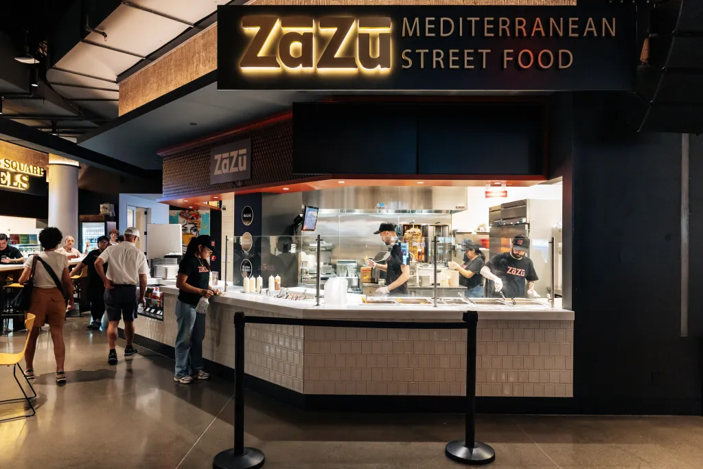 Zazu Mediterranean Street Food stall in Shaver Hall, Manhattan.