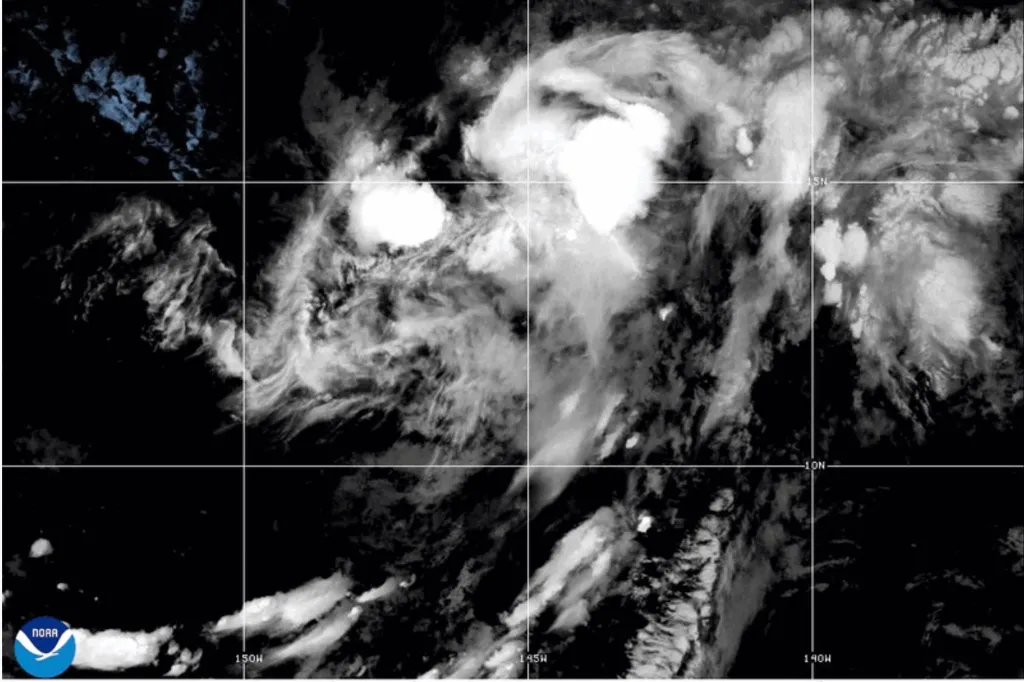 Satellite image of Tropical Storm Lala in the Pacific Ocean.