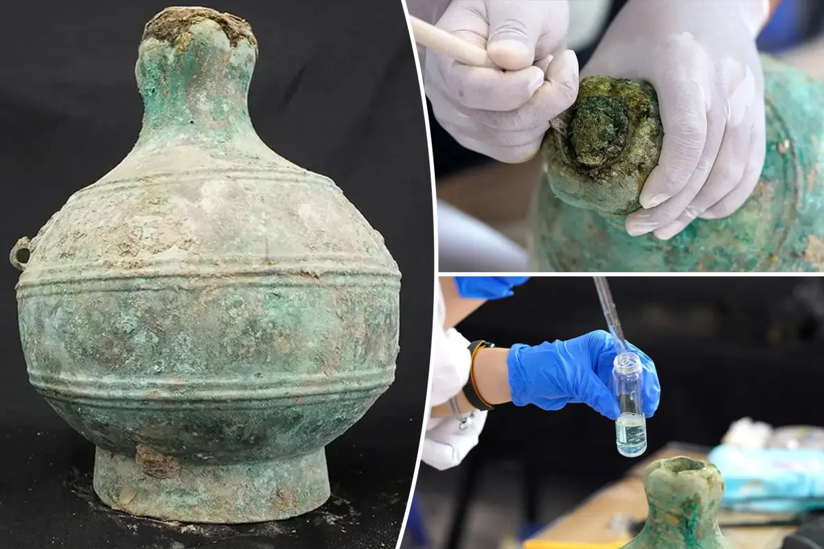 ‘Exceptionally’ well-preserved beer dating back two millennia discovered inside ancient bronze vessel