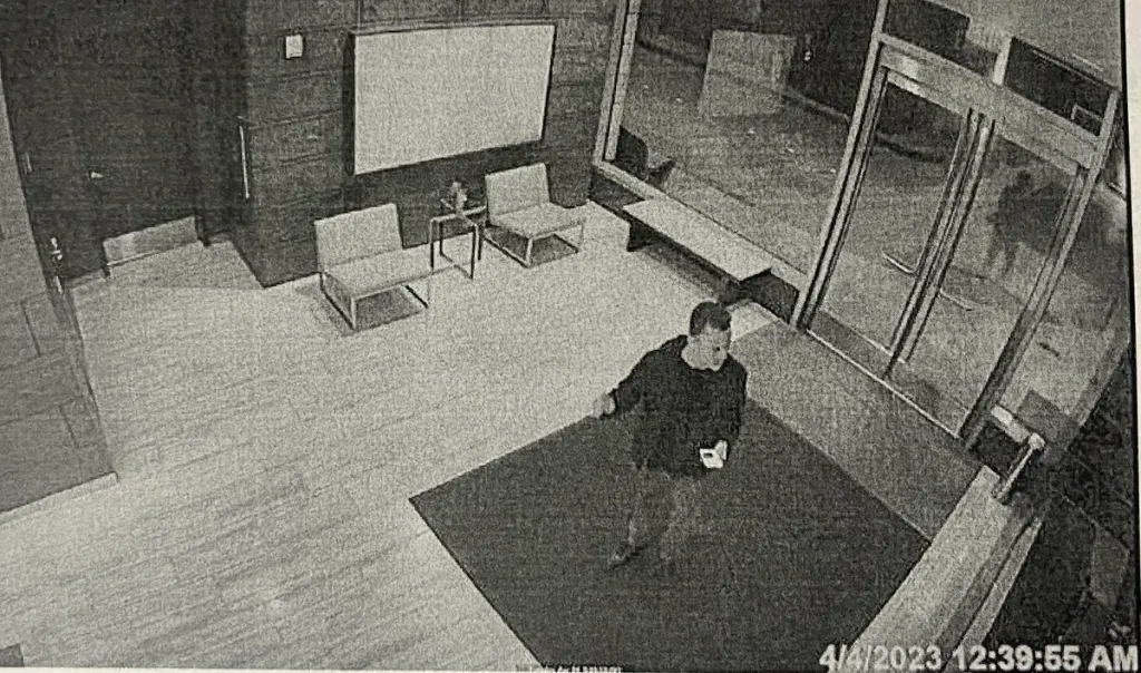 Bob Lee in the Millennium Tower lobby, captured by surveillance footage.