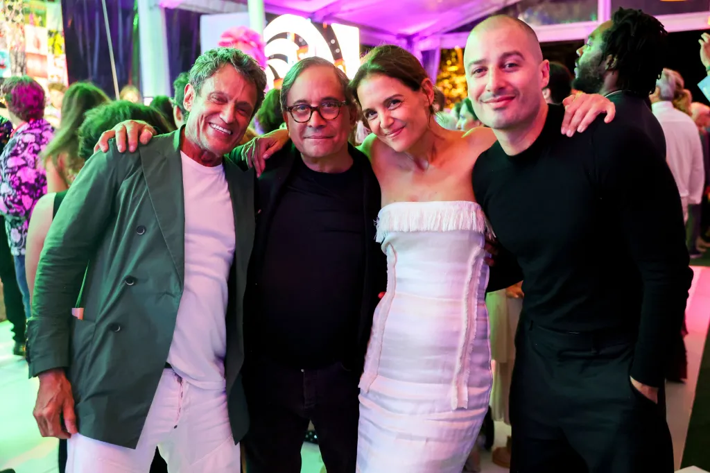 Ross Bleckner, Katie Holmes, and Jason Bard Yarmosky posing for a photo.