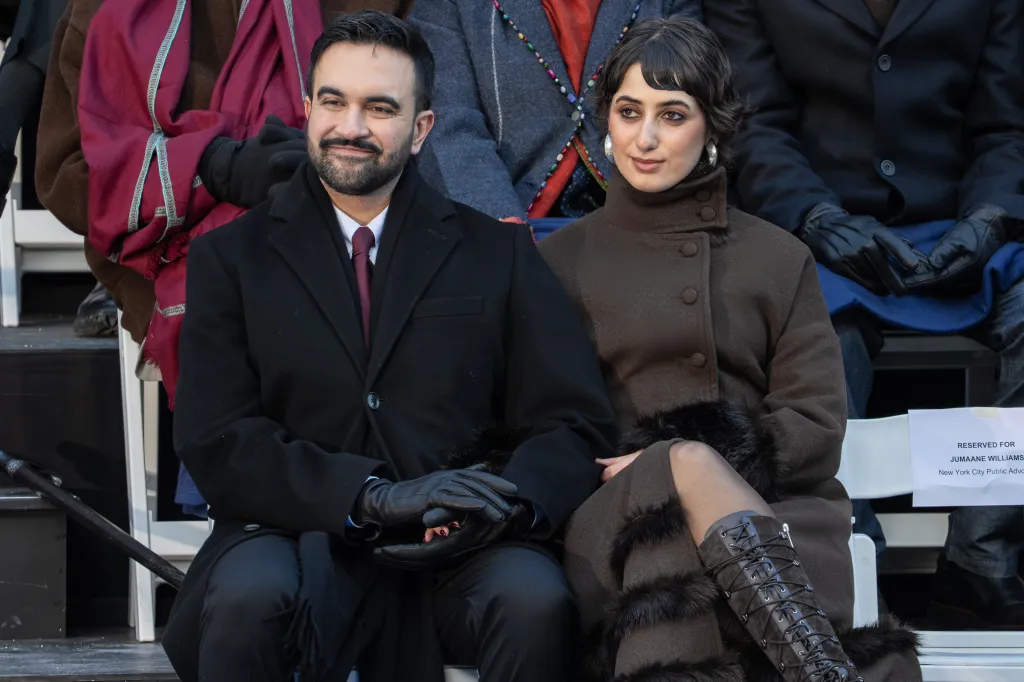 New York Mayor Zohran Mamdani and his wife Rama Duwaji attending his ceremonial inauguration.