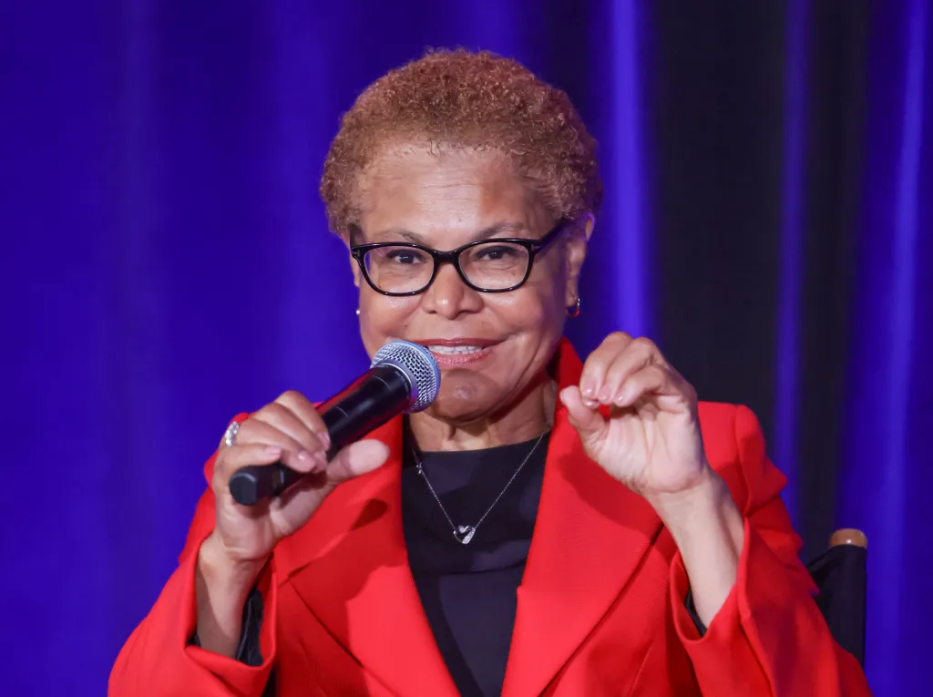 Los Angeles Mayor Karen Bass speaking at the Los Angeles Cleantech Incubator (LACI) Road to 2028 Summit.