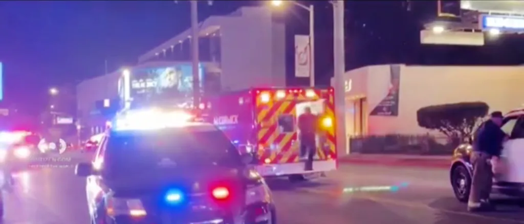 Police and ambulance respond to a shooting at Harriet's Rooftop bar.