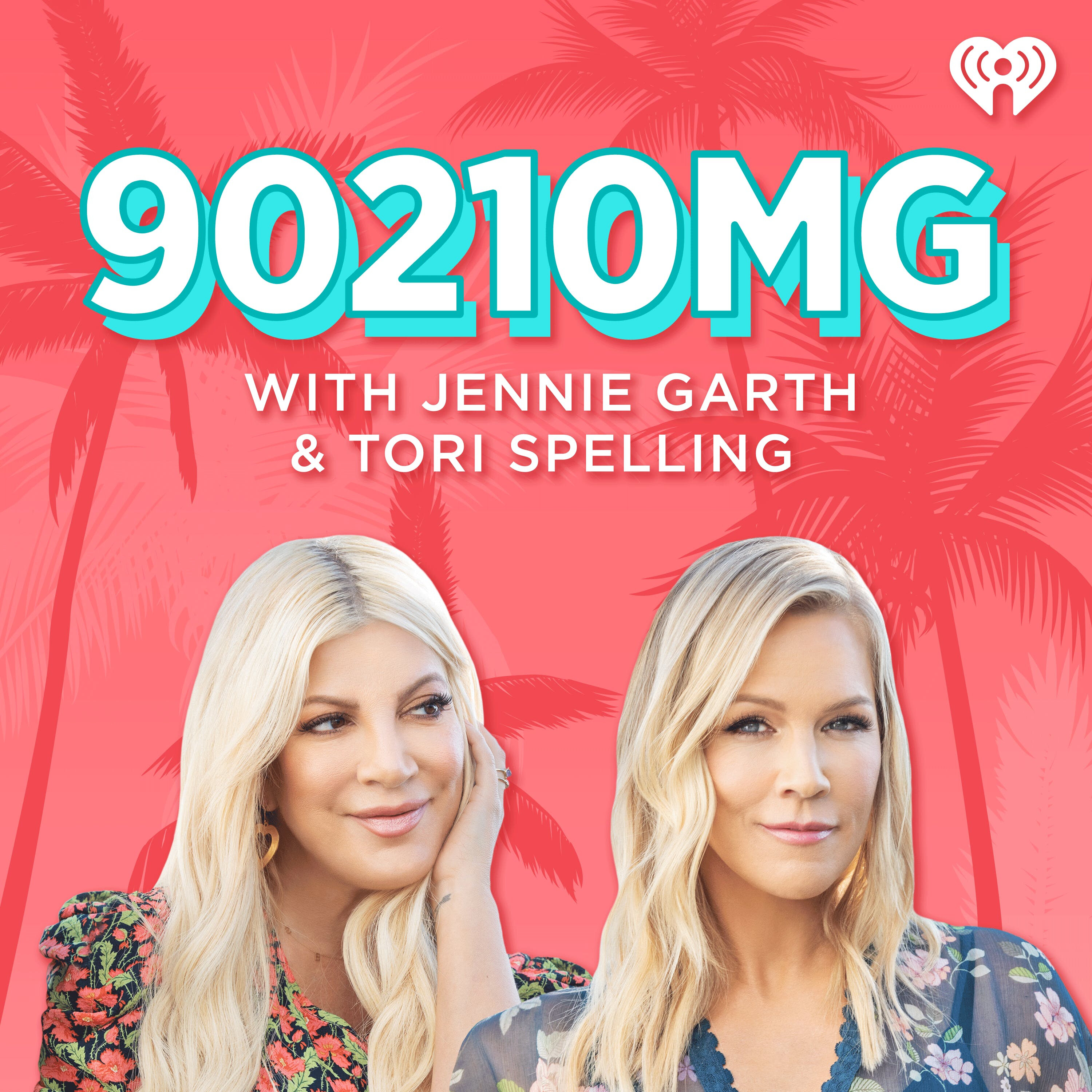 Tori Spelling and Jennie Garth on the 9021OMG podcast cover.
