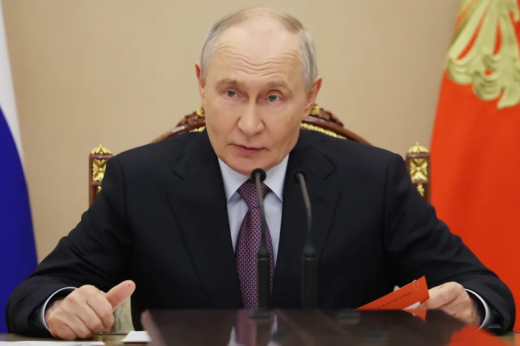 Russian President Vladimir Putin holds the Security Council meeting in Moscow, Friday, Aug. 7, 2026.
