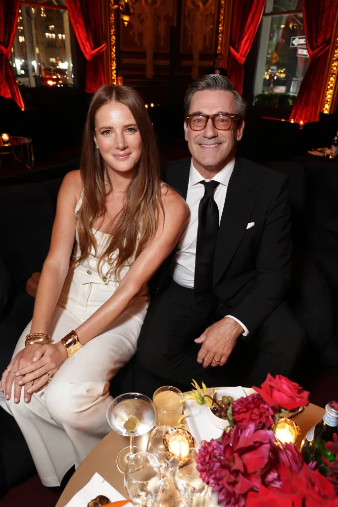 Anna Osceola and Jon Hamm smiling at the premiere of "The Morning Show" Season 4.
