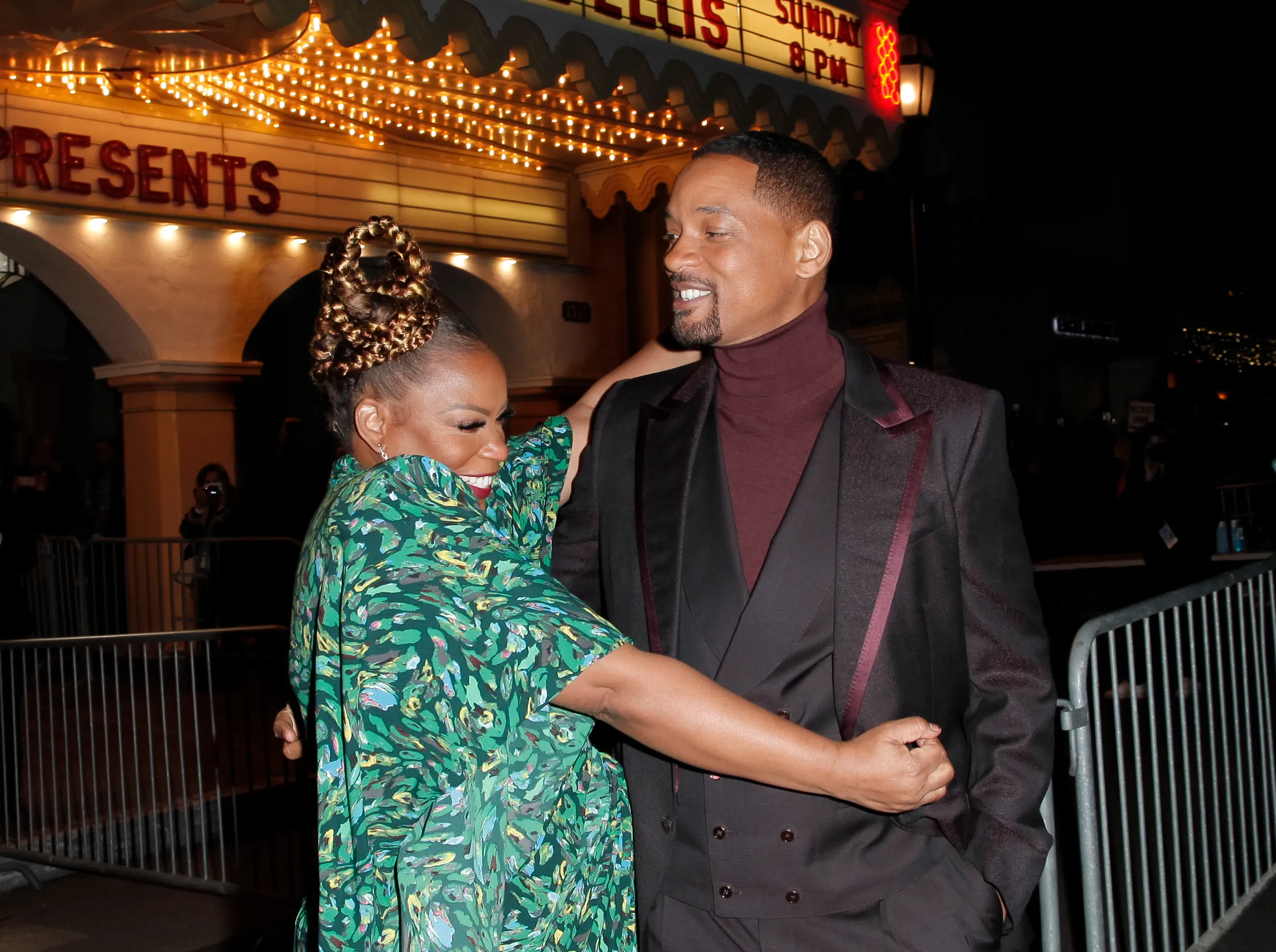 Aunjanue Ellis-Smith and Will Smith embracing at the 37th Annual Santa Barbara International Film Festival.