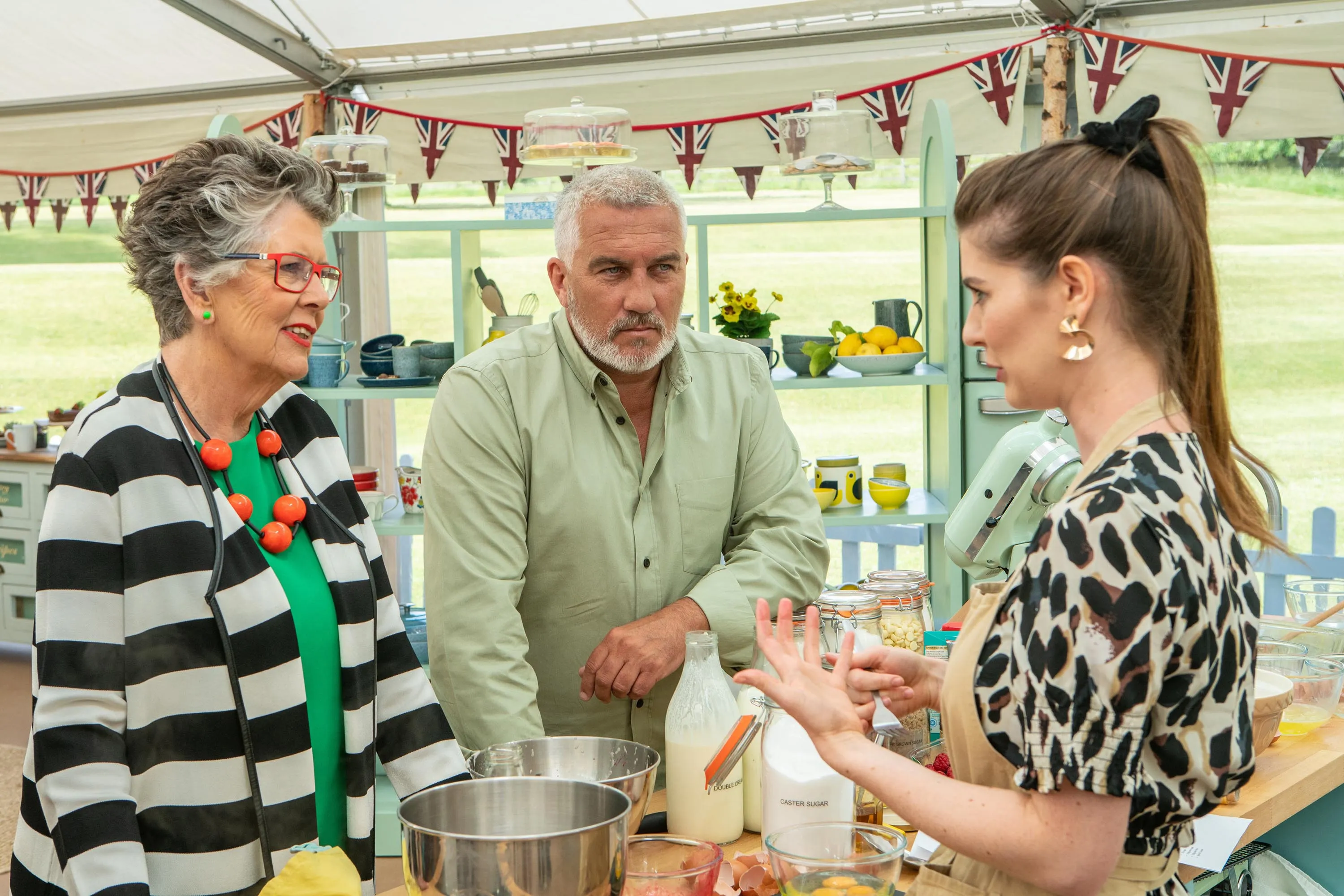  Prue Leith, Paul Hollywood and Alice Fevronia on "The Great British Baking Show."