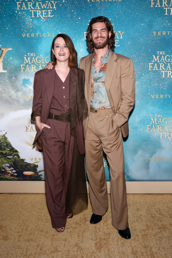 Claire Foy and Andrew Garfield posing together at "The Magic Faraway Tree" screening.