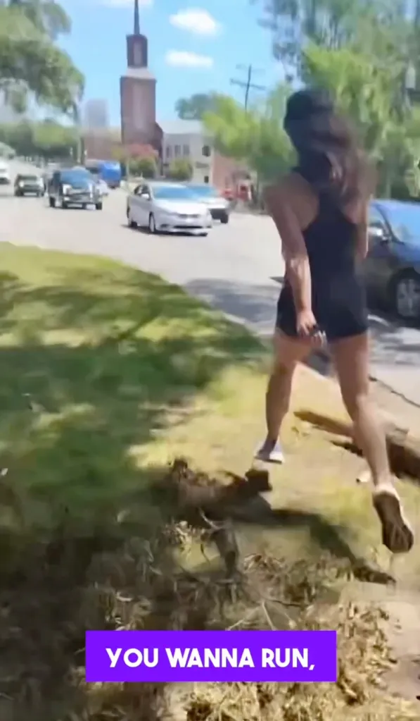 Hunt allegedly chases another woman in an undated video on the streets of Charlotte, NC.