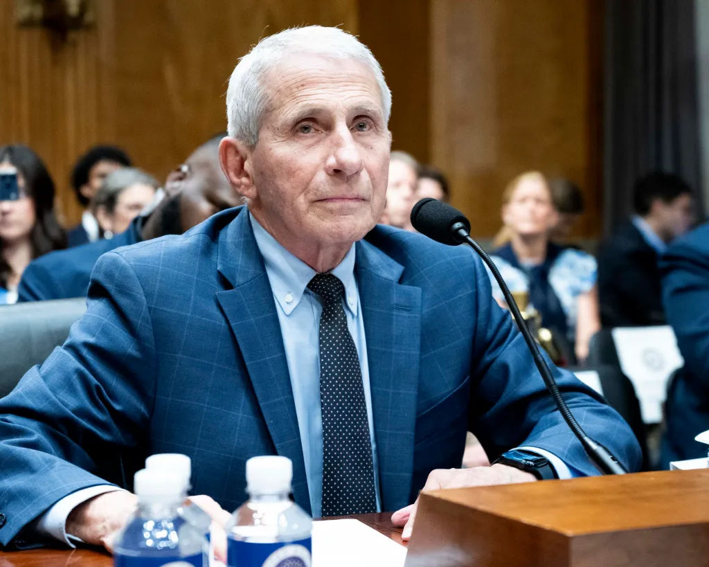Dr. Anthony Fauci testifying at a Senate hearing.