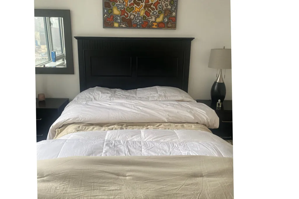 Various comforters on bed