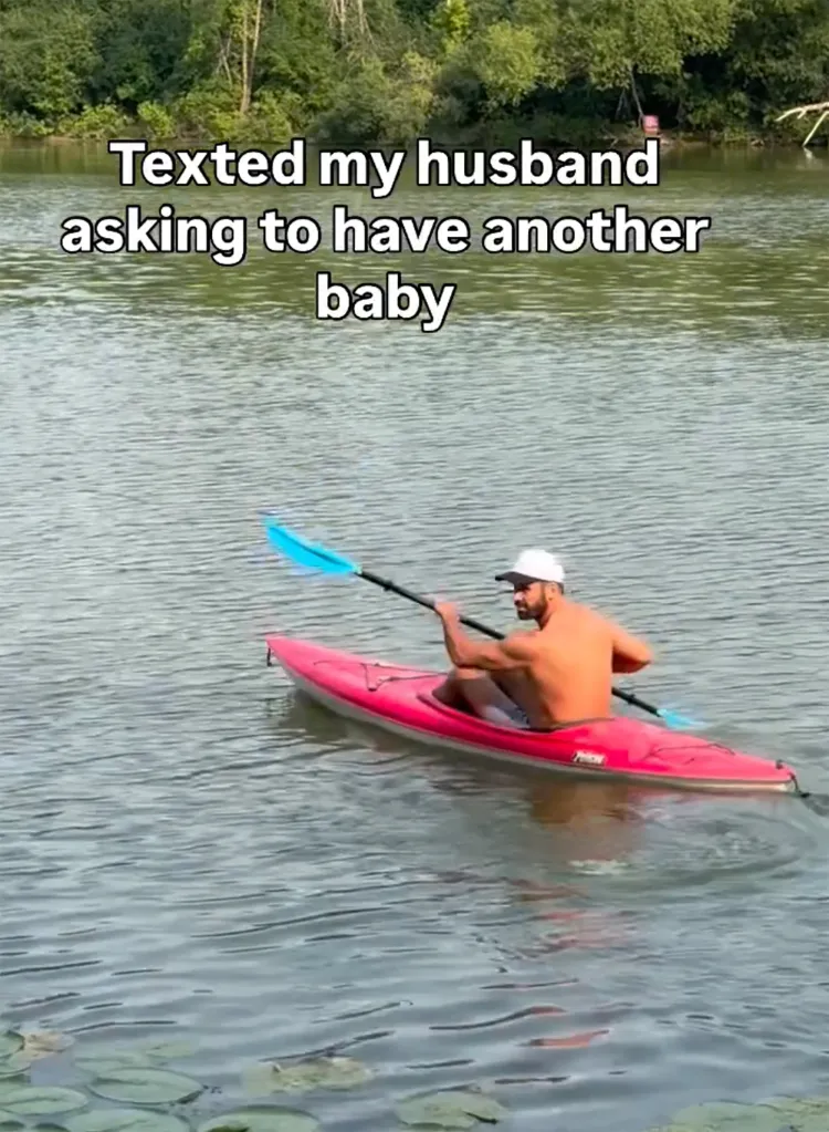 Eric Decker kayaking away from his wife Jesse James who is asking for baby #5.