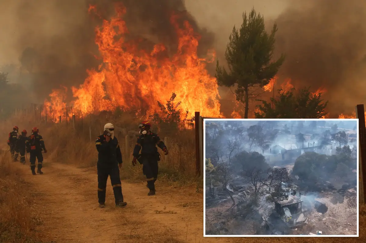 Wildfires rage across Europe as firefighters battle blazes strengthened by gale-force winds