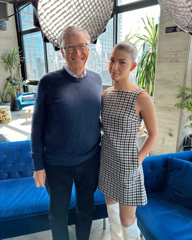 Phoebe Gates poses with her father, Bill Gates.