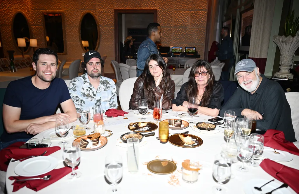 Jake Reiner, Nick Reiner, Romy Reiner, Michele Singer Reiner, and Rob Reiner at the Four Sixes Ranch Steakhouse pop-up grand opening.