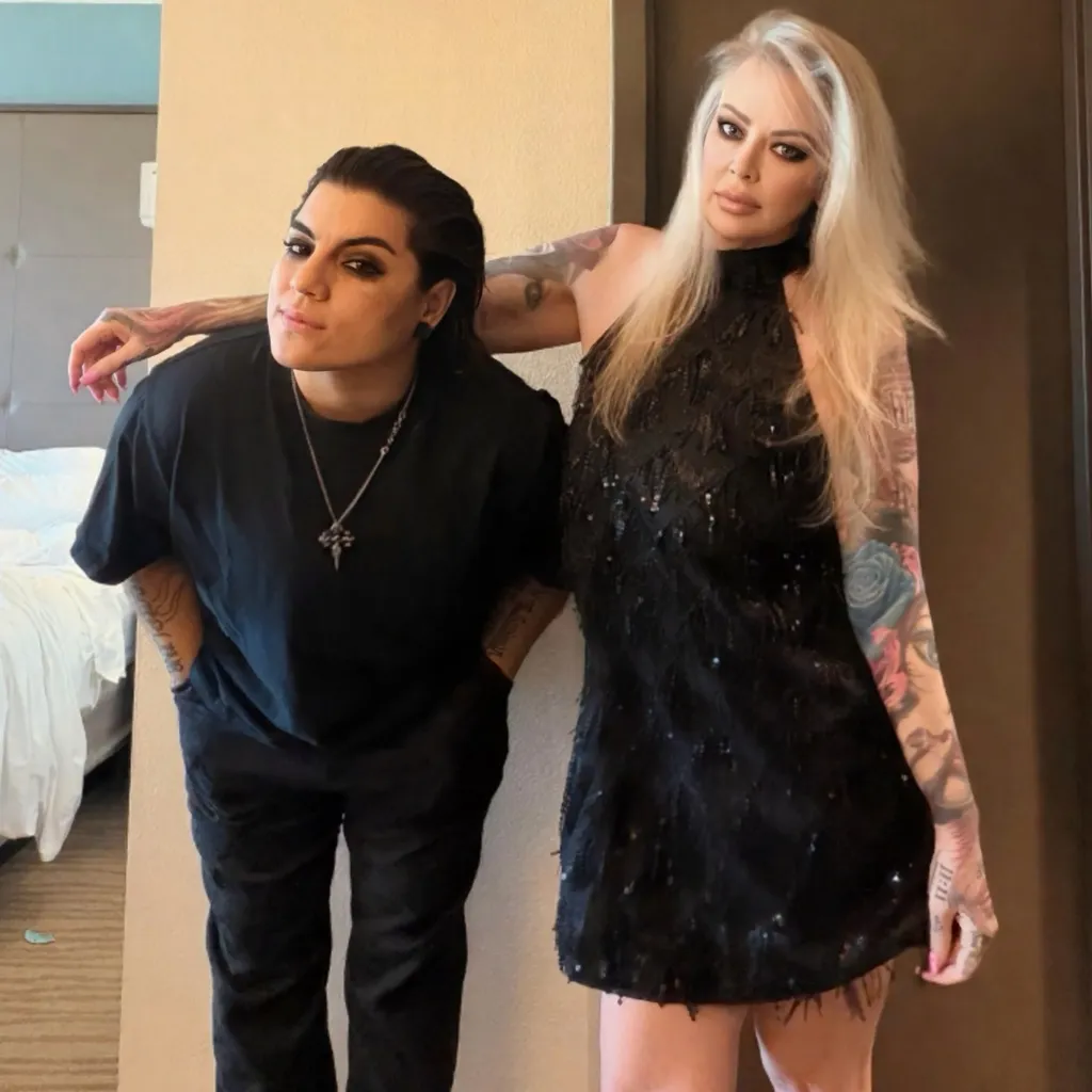 Jenna Jameson poses with her wife, Mil R. Ocampo.