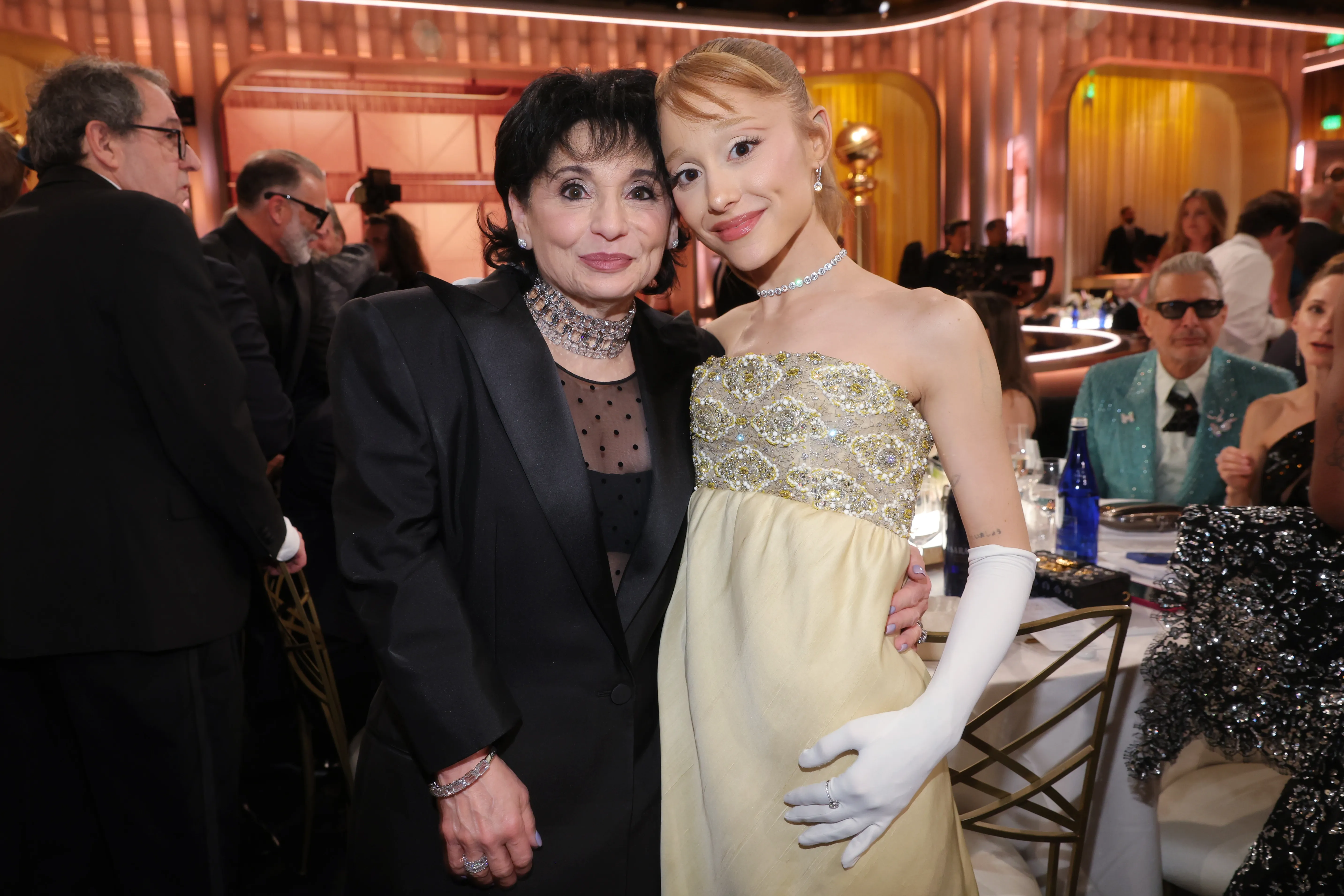 Joan Grande and Ariana Grande pose together at the 82nd Annual Golden Globes.