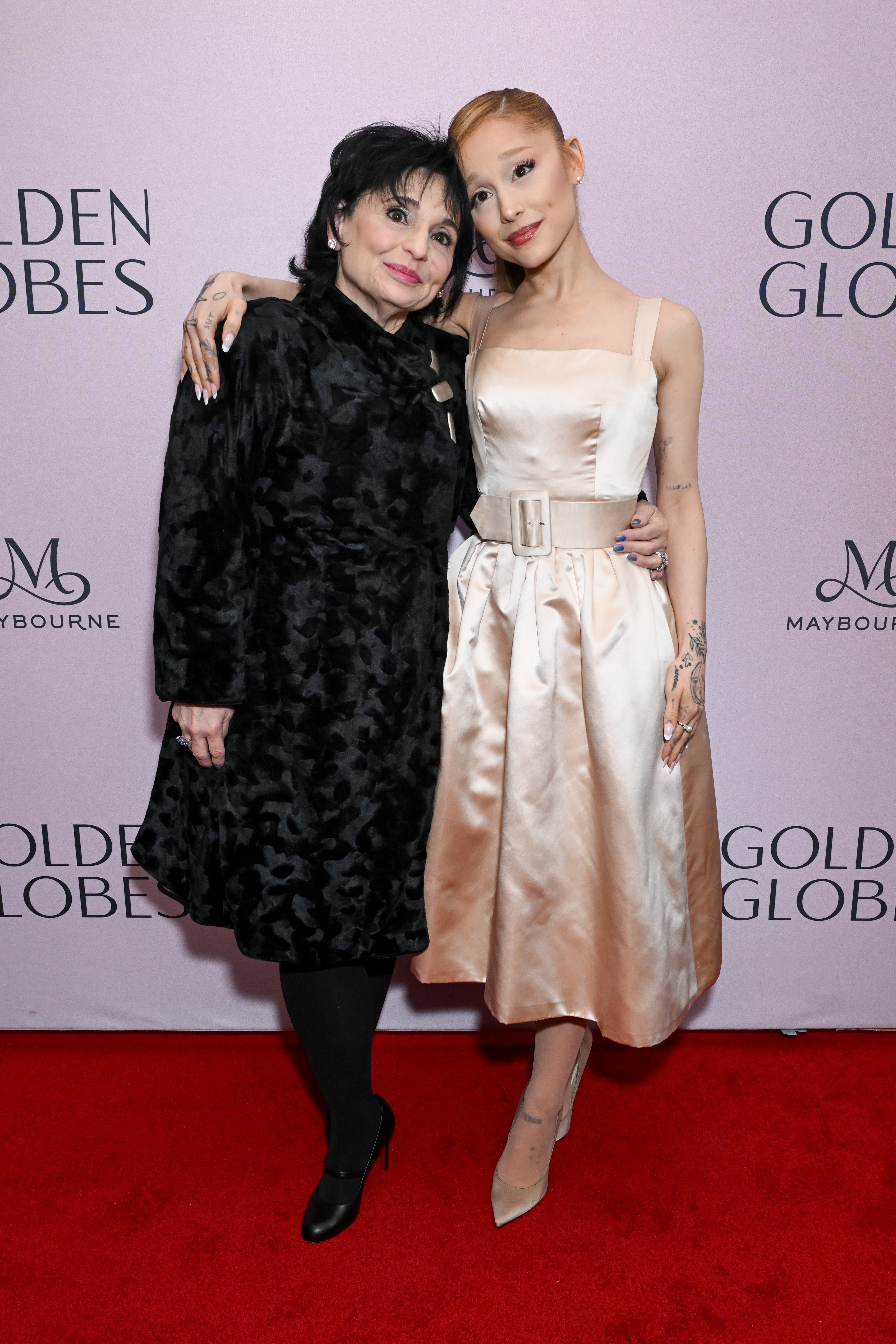 Joan Grande and Ariana Grande posing together at the Golden Globes First-Time Nominee Luncheon.