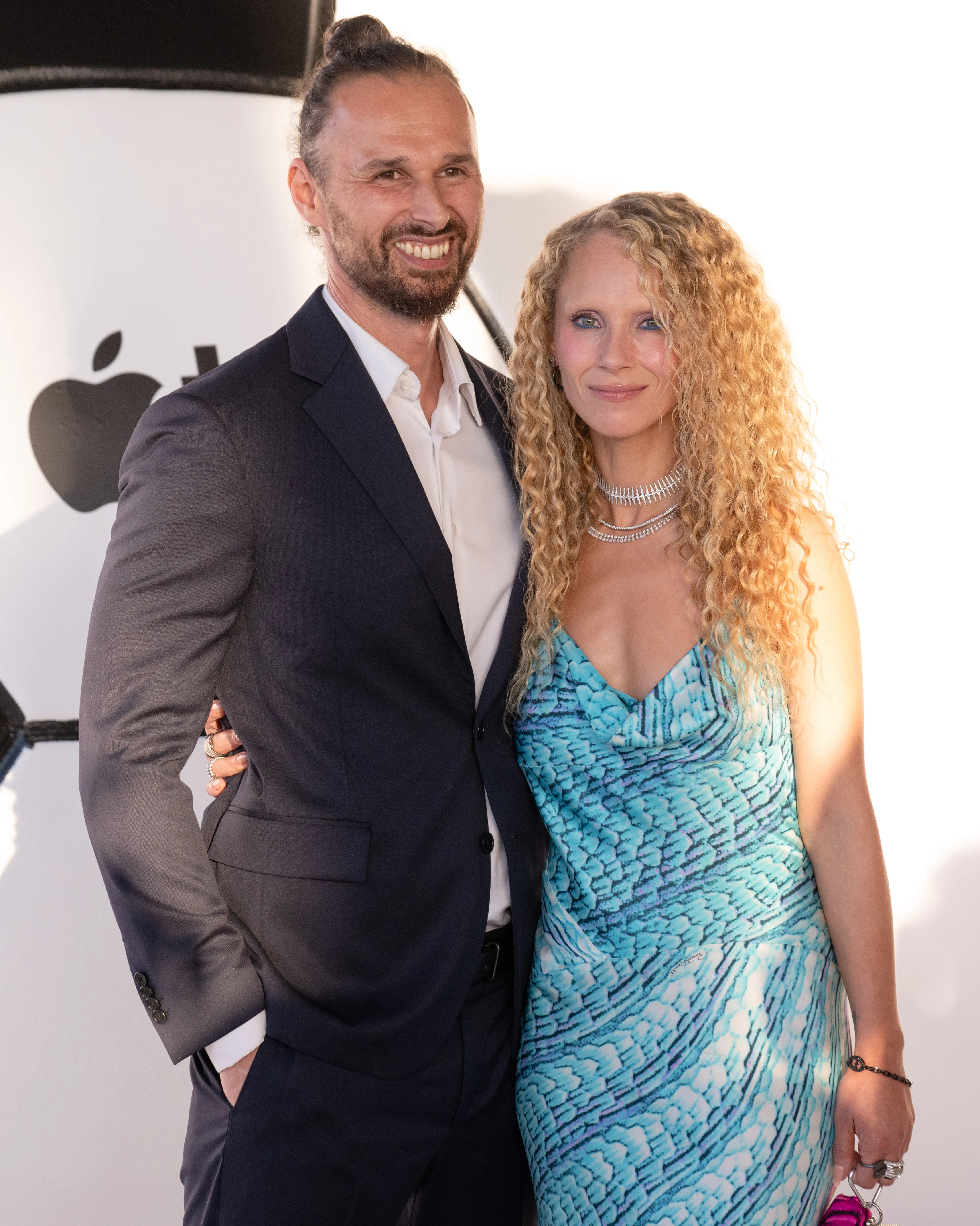 Michal Szymanski and Juno Temple attend the "Ted Lasso" season 4 global red carpet premiere.