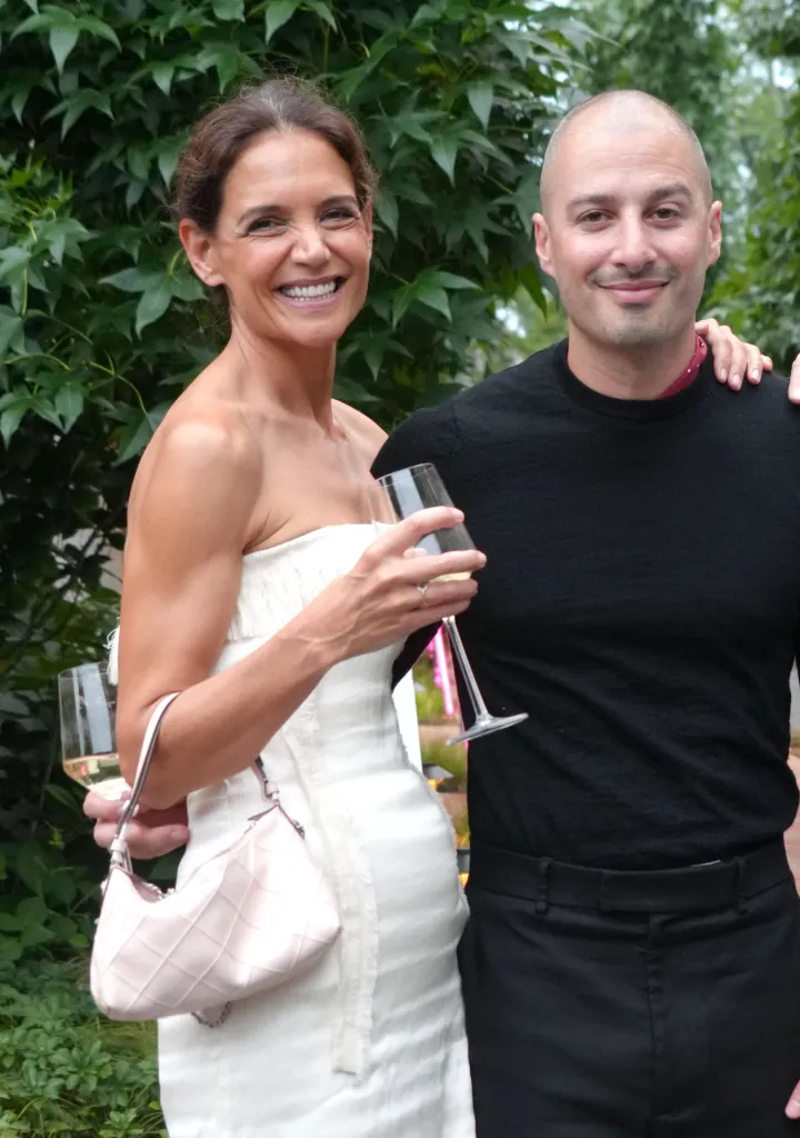 Katie Holmes and Jason Bard Yarmosky pose together at the Guild Hall 2026 Summer Gala.
