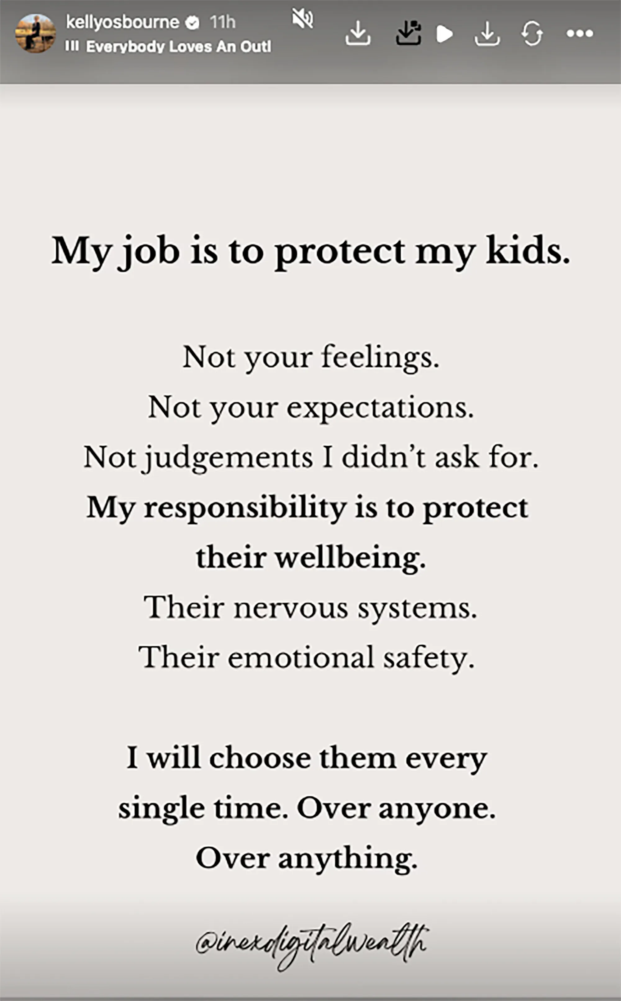 Text graphic of Kelly Osbourne's message: