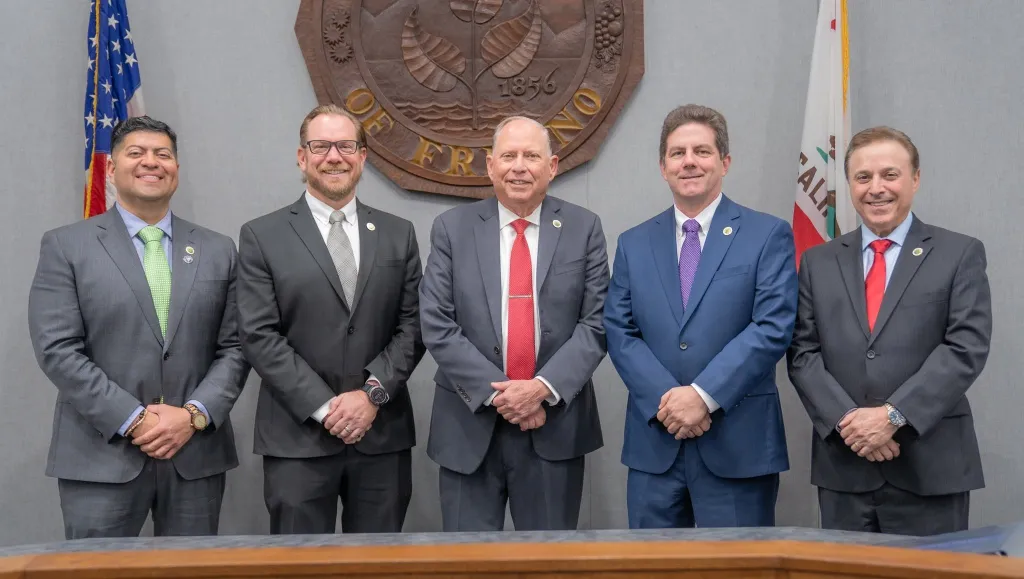 Five men in suits representing the Fresno County Board of Supervisors.