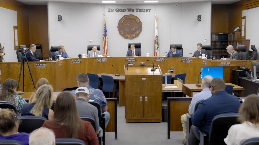 The Fresno County Board of Supervisors pictured on the dais.