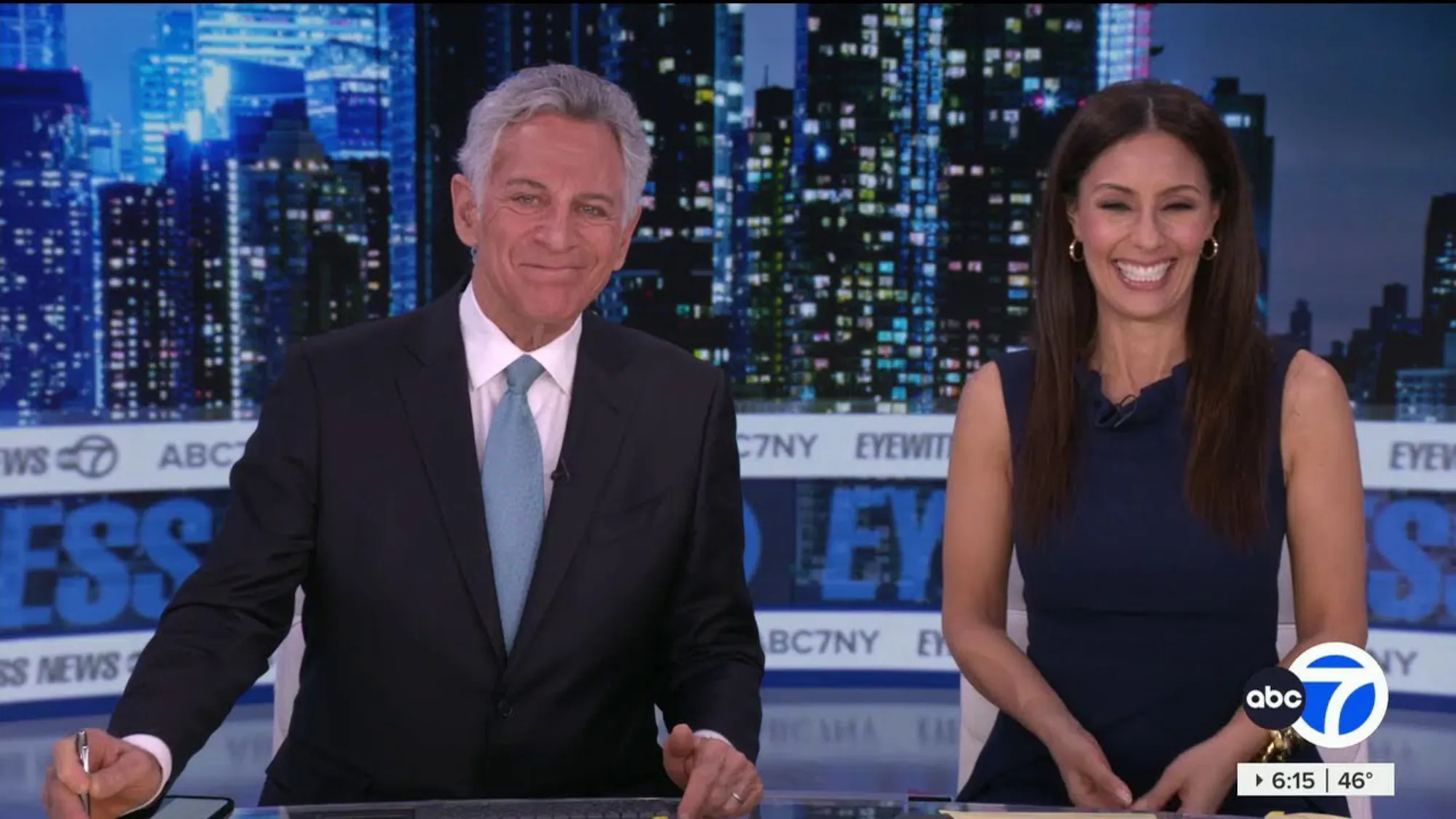 Liz Cho and a male news anchor on Eyewitness News.